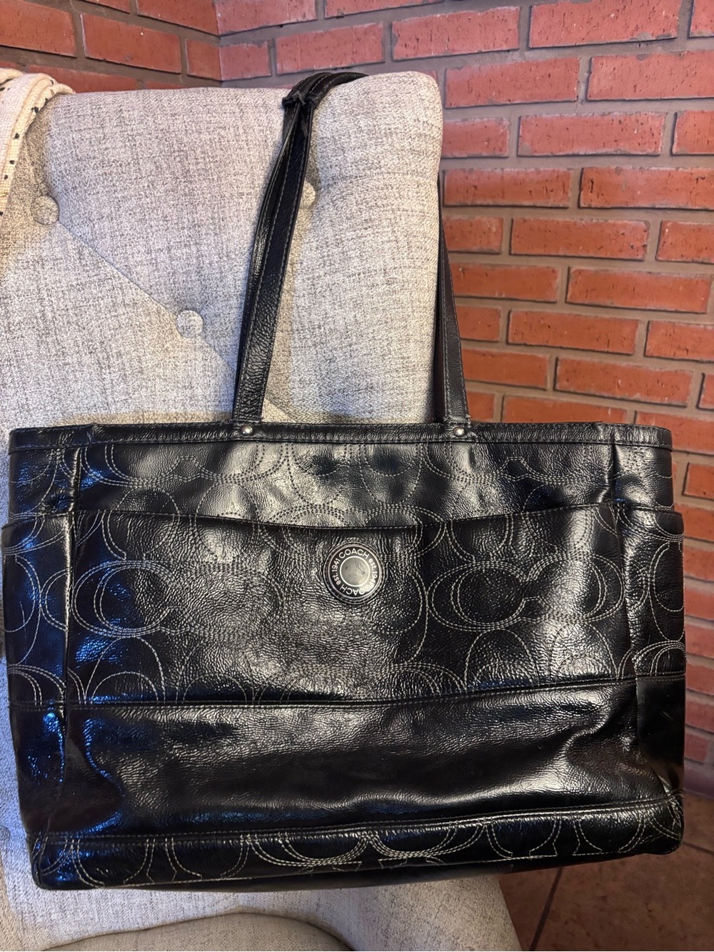 Coach Black Quilted Logo Tote/ Diaper Bag❤️
